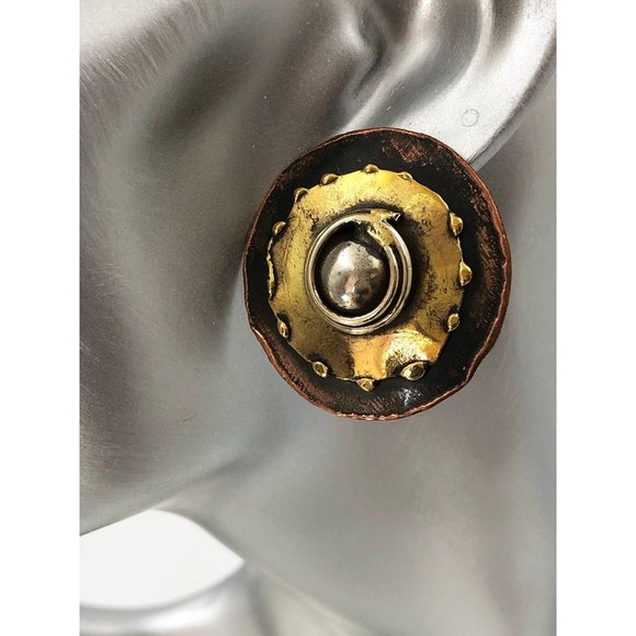 Artisan Jewelry - Artisan made, mixed metal pierced earrings